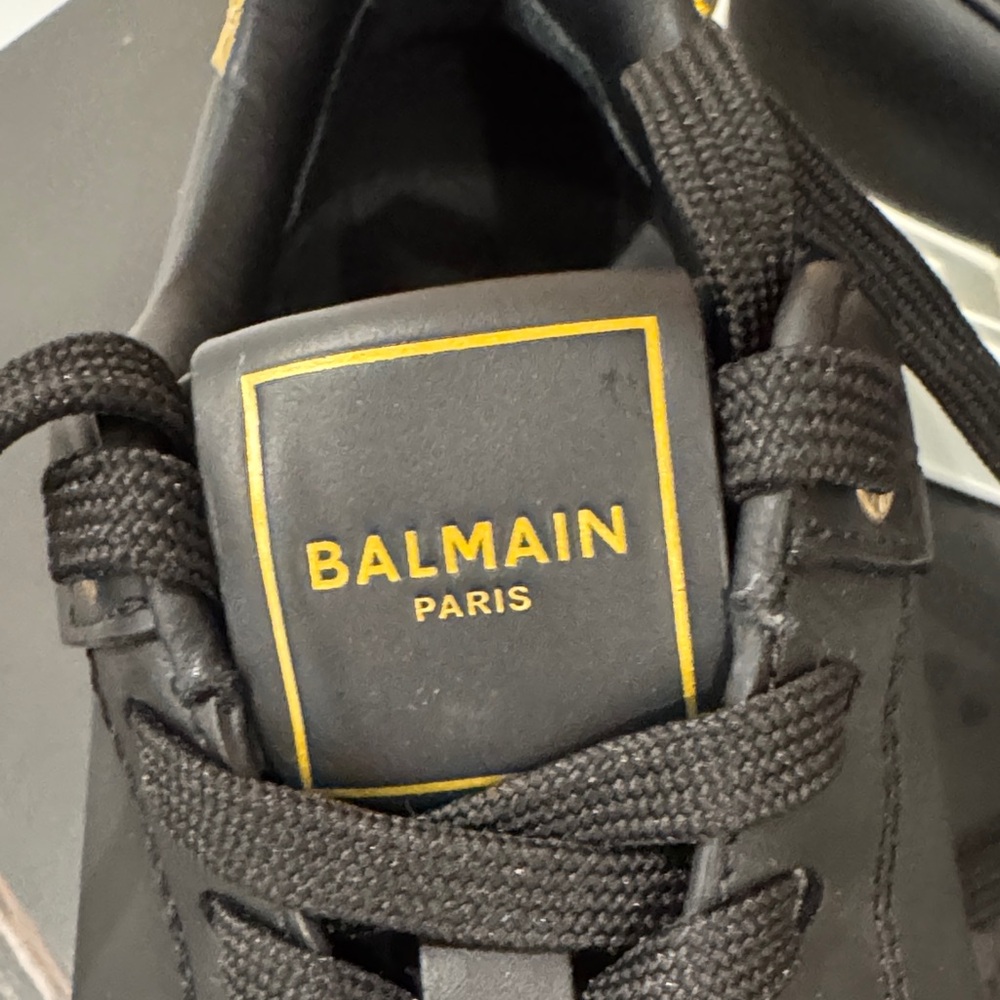 Balmain Black and Gold Accent Sneakers B-Court Flip sneakers in calfskin - Picture 7 of 16
